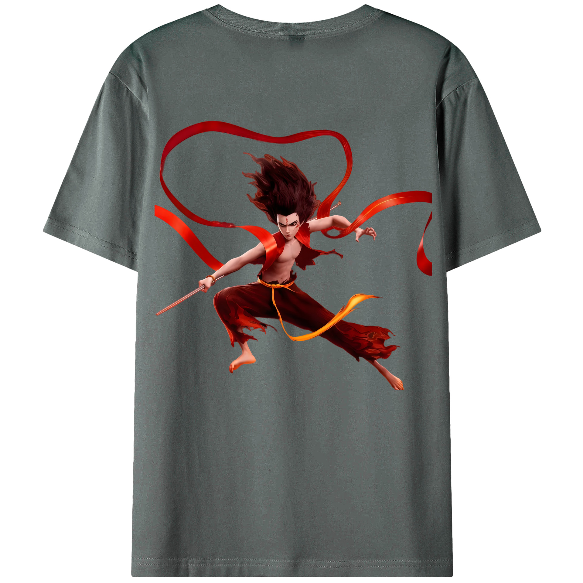 （画像用） Ne Zha 2 ナタ 魔童の大暴れ 綿100％半袖Tシャツ（背面プリント）